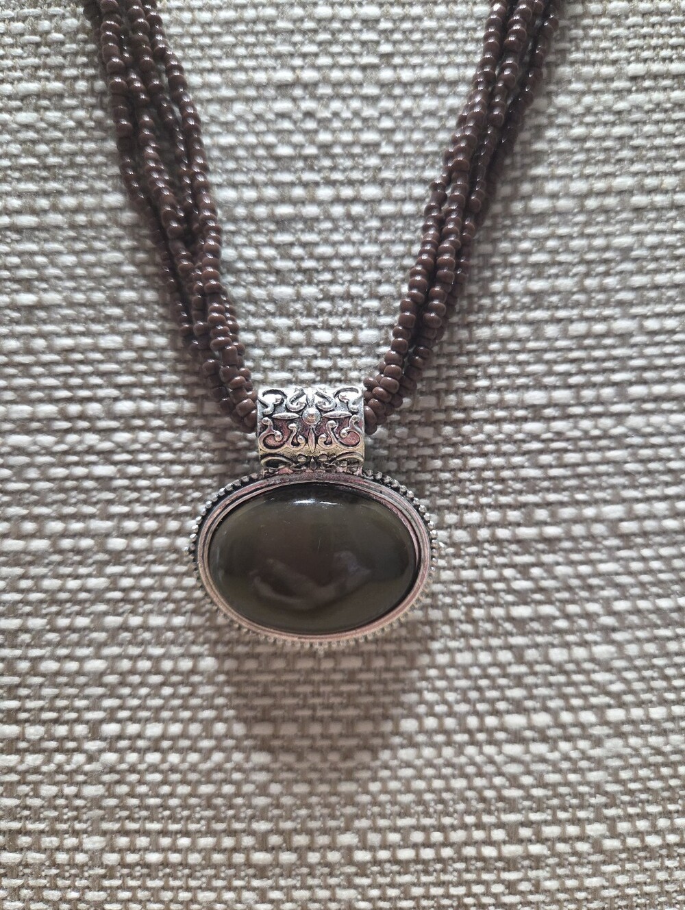 Sterling Silver Smoky Quartz Pendant Necklace in Deep Brown - Picture 2 of 3